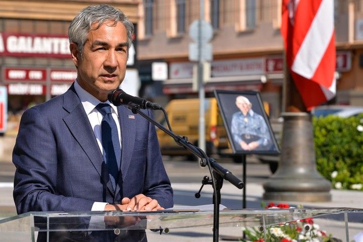 Plzeň uctila památku amerického veterána George Thompsona (fotografie: M. Pecuch) 240715_Thompson_pieta_3