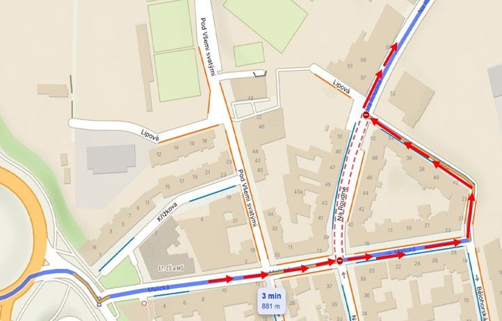 Objízdná trasa z centra 240919_Roudna_objizdna_trasa_z_centra