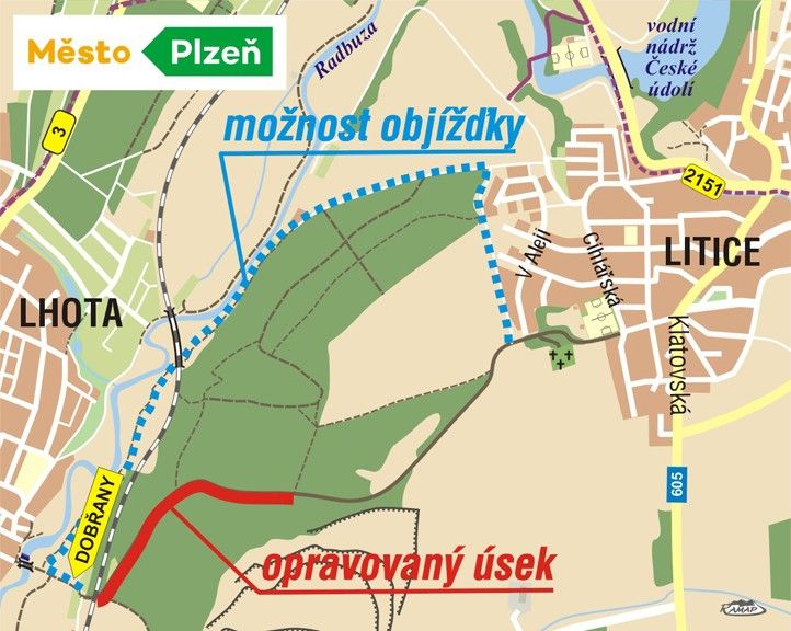 Mapa cesty na Dubové hoře 250505_Mapa_OpravenáLesníCestaDubHora