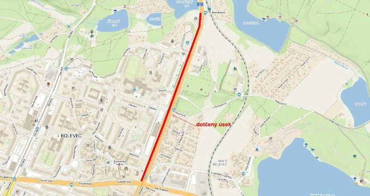 Opravovaný úsek - mapa 250709_Oprava_Plaska_mapa