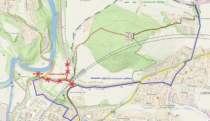 Mapa - objízdná trasa 250710_Mapa_zeleznicni_Cyklo_stezka_Plzen_Chrast