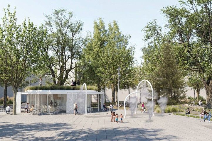 Vizualizace náměstí Míru (zdroj: FLERA, s. r. o. / DICE25 architects, s. r. o.) 260514_Namesti_Miru_nadhled_2