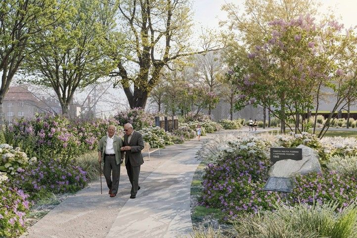 Vizualizace náměstí Míru (zdroj: FLERA, s. r. o. / DICE25 architects, s. r. o.) 260514_Namesti_Miru_nadhled_4
